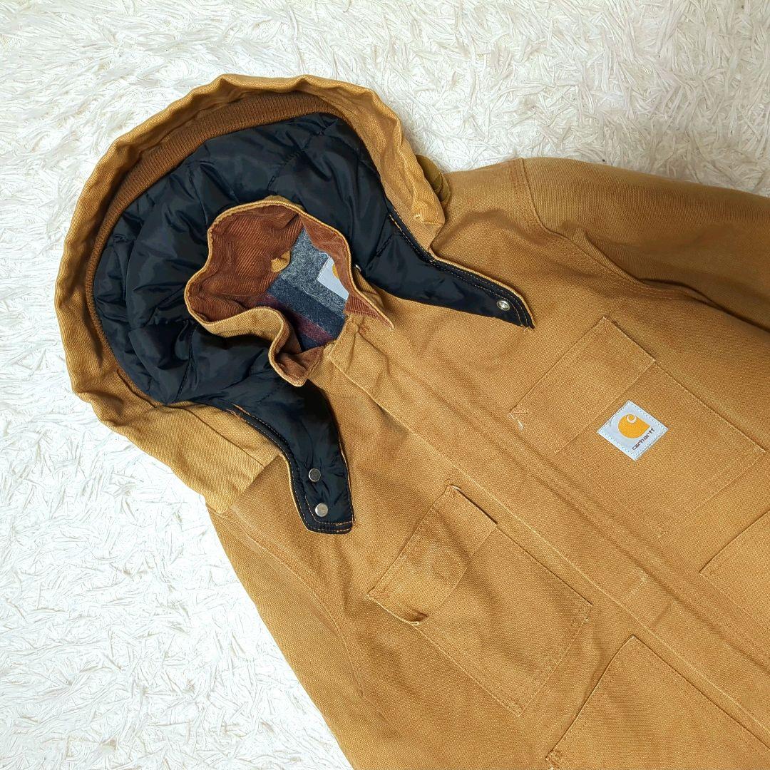 【良品】カーハート☆2way 襟コーデュロイ　米国製　ダッグジャケット　金ボタン