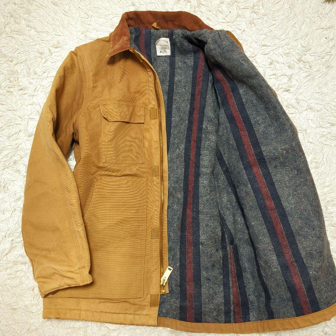 【良品】カーハート☆2way 襟コーデュロイ　米国製　ダッグジャケット　金ボタン