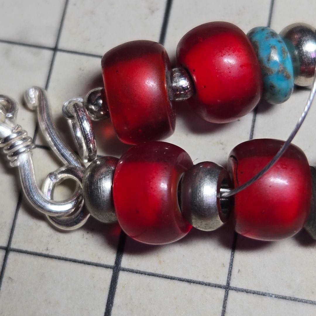 岡田譲二様お取り置き　ホワイトハーツブレスレット　ハンドメイド