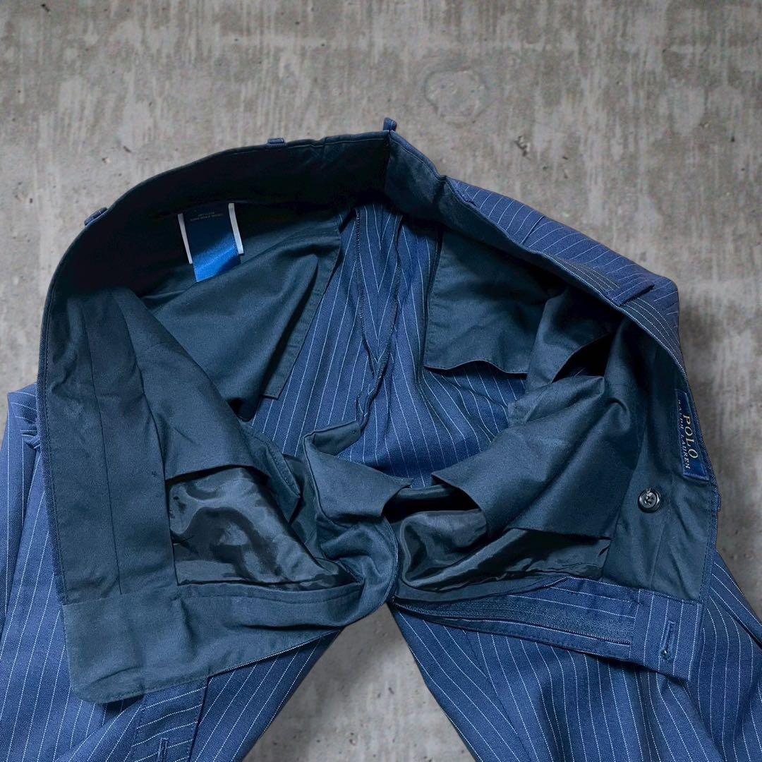 現行 ポロラルフローレン スーツ セットアップ ストライプ イタリア製 紺 L