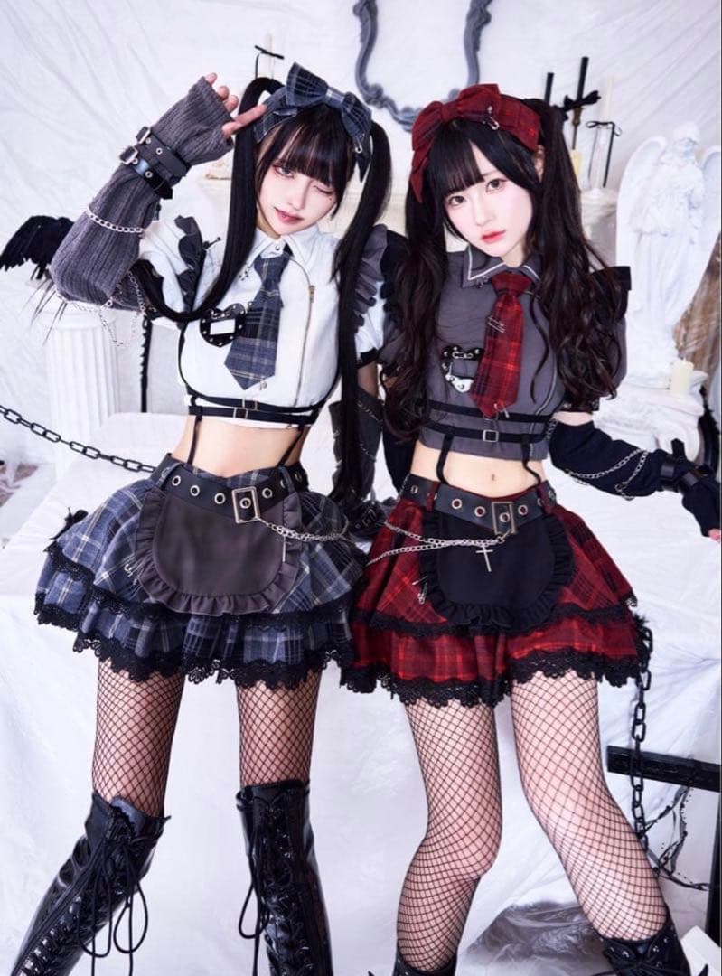 マリームーン ガーリーチェックパンククラッシュメイド オリジナルコスプレ