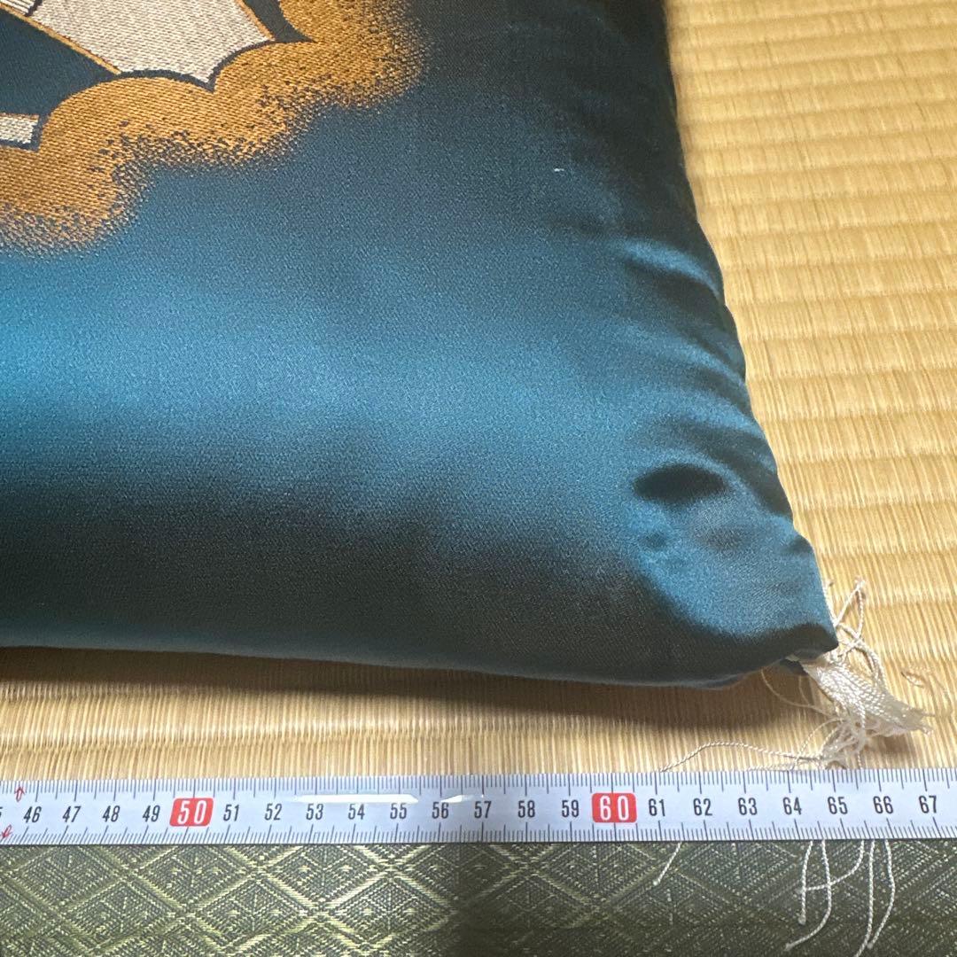 婚礼用 来客用座布団 ダークブルー ゴールド 絹 シルク 5枚セット