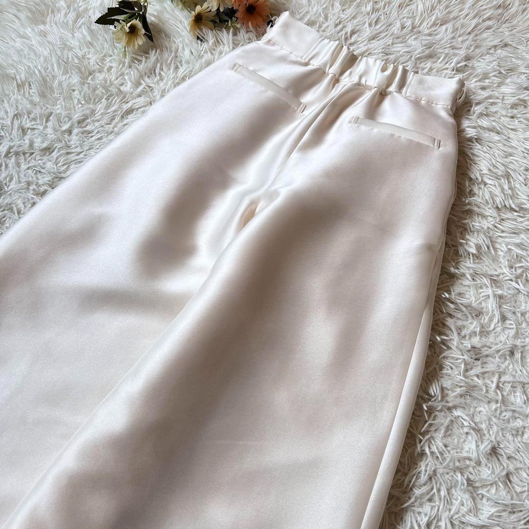 タグ付き Heve ヘイヴ サテン ワイド ブラック バニラ 36