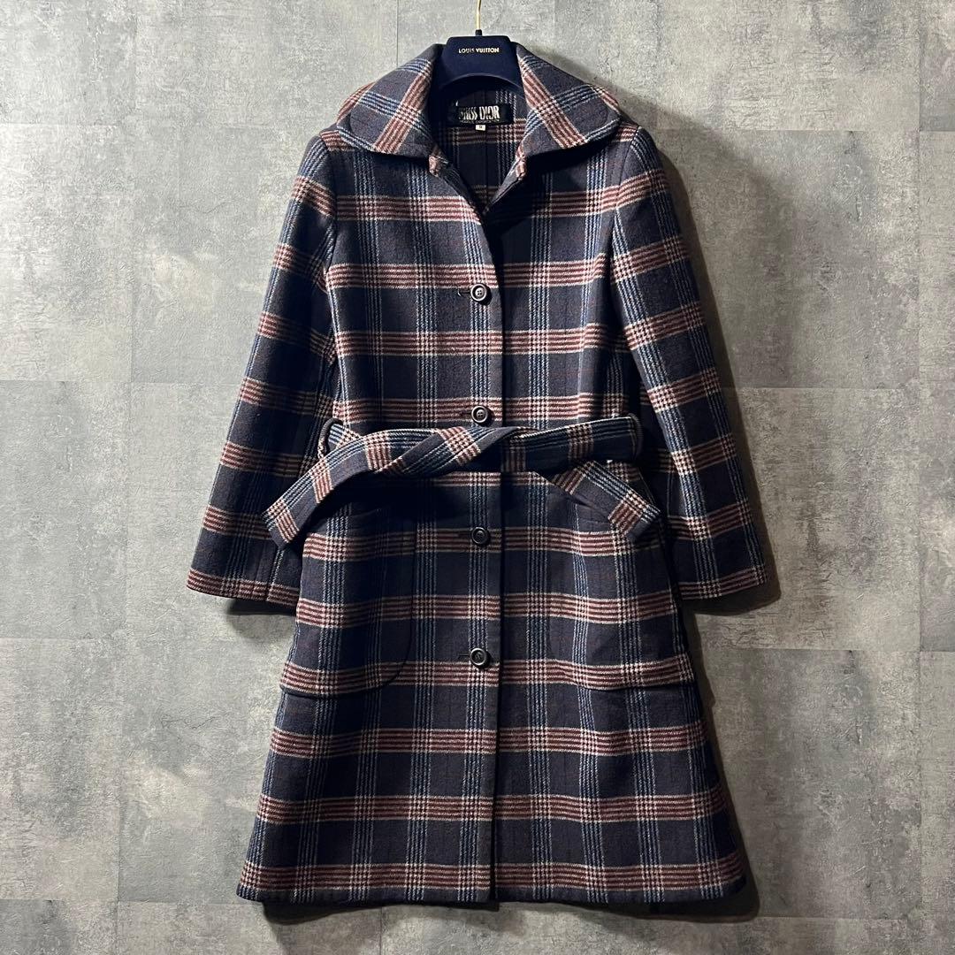 MISS DIOR（ミスディオール）の上質なチェック柄ウールコート　9号