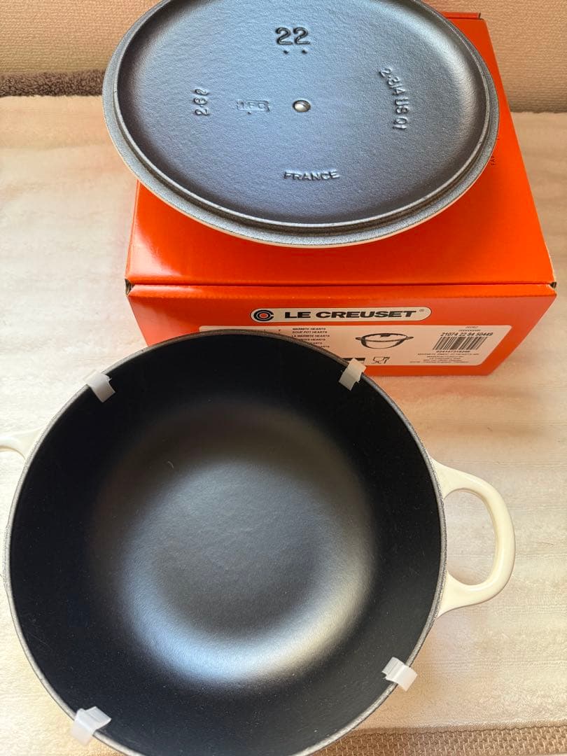 レア　LE CREUSET ハート柄 両手鍋　マルミット中黒