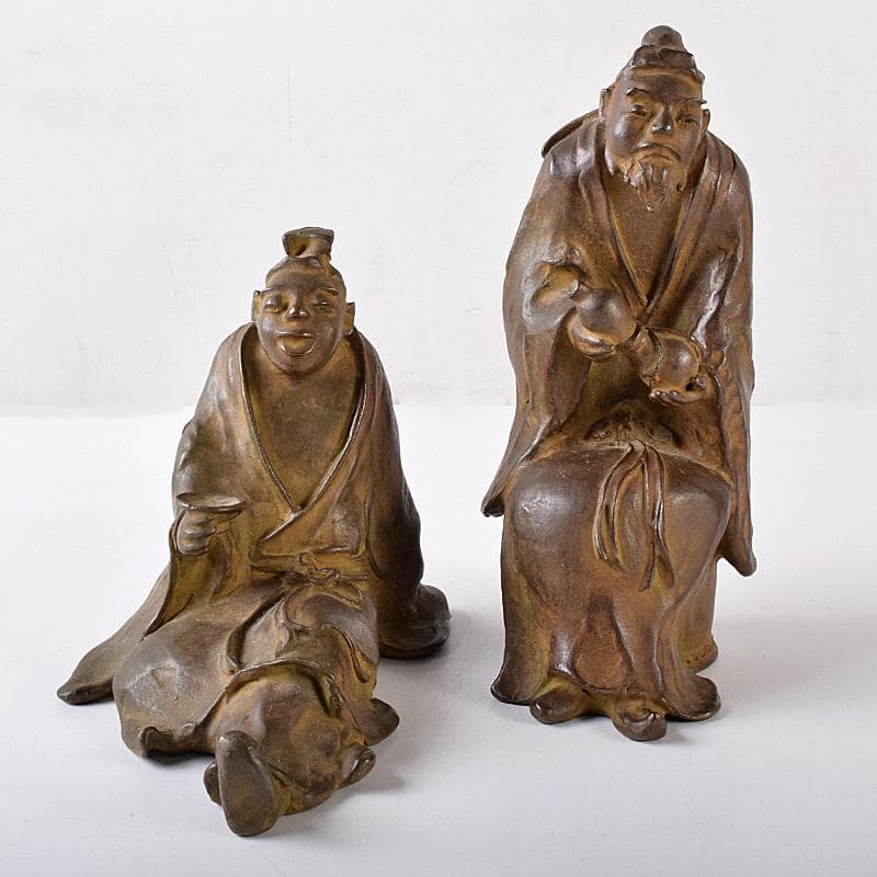 高岡銅器　名取川雅司造　蝋型鋳銅　人物像　一對　M　R7910