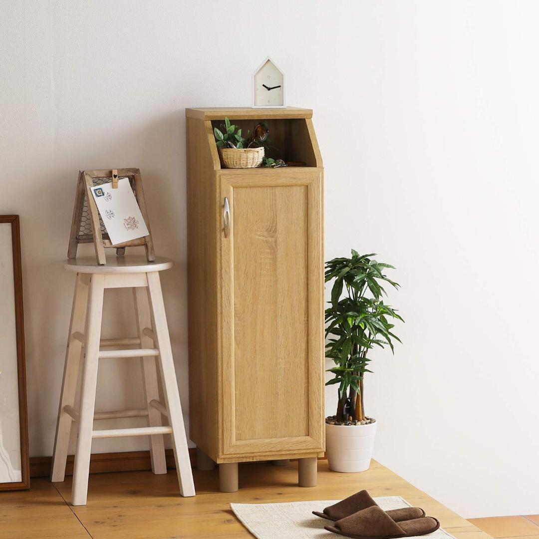 スリムデザイン下駄箱！扉付、幅30cm、靴・スリッパ調整可能棚