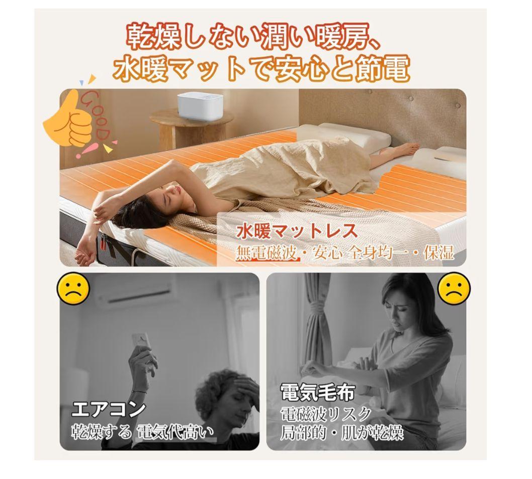 水暖マット ホワイト リモコン付き　シングルサイズ