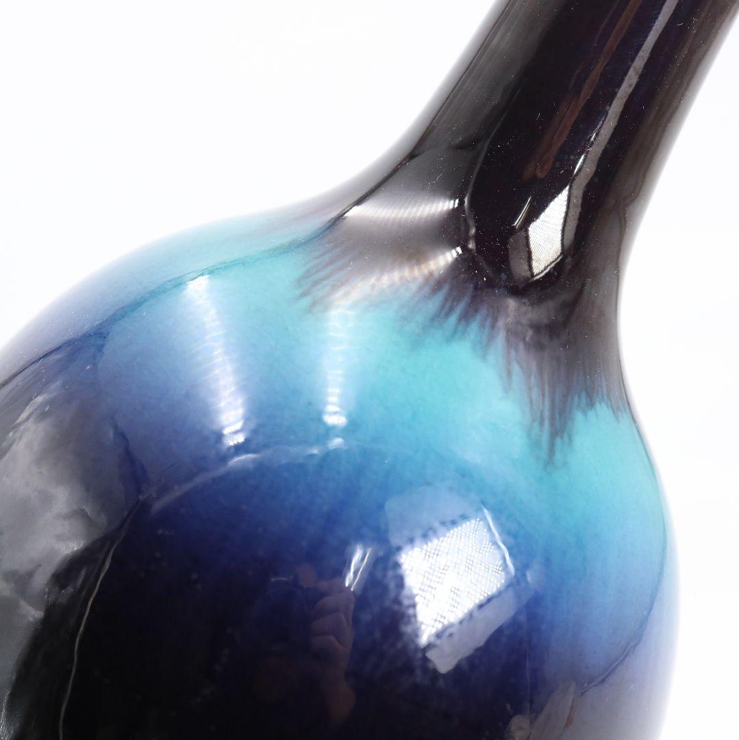 三代 徳田八十吉 正彦銘 彩釉 花入 花器 花瓶 九谷焼 共箱　OW958