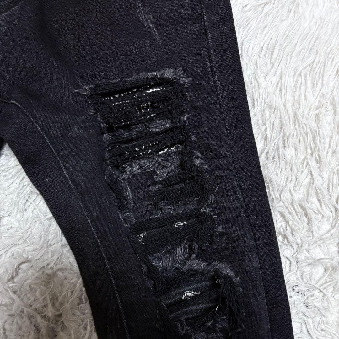 【極美品】mnmlミニマル　ダメージ加工スキニーデニムジーンズ　バンダナ　w30