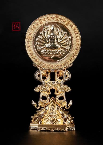 【修縁堂】真鍮製 盤龍準提鏡 密教法具 真言宗 仏教法具