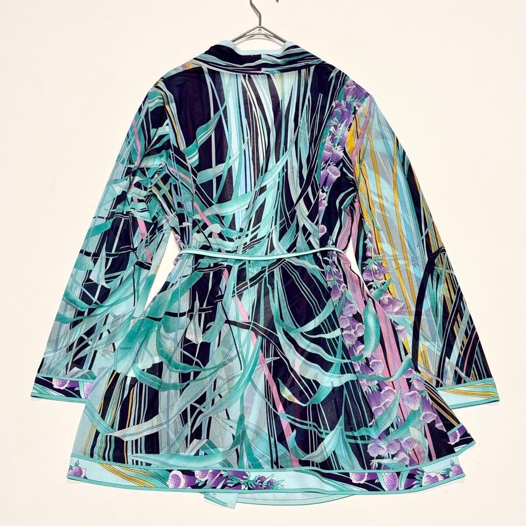 近年物 極美品✨レオナール カンカン素材 花柄 シースルーカーディガン 羽織り