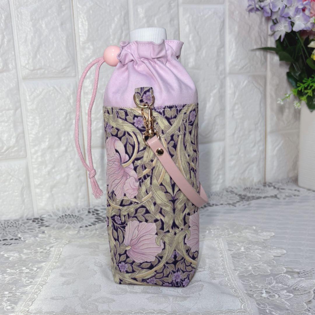 ペットボトルカバー　ウィリアムモリス　ピンパーネル/パープル　ハンドメイド