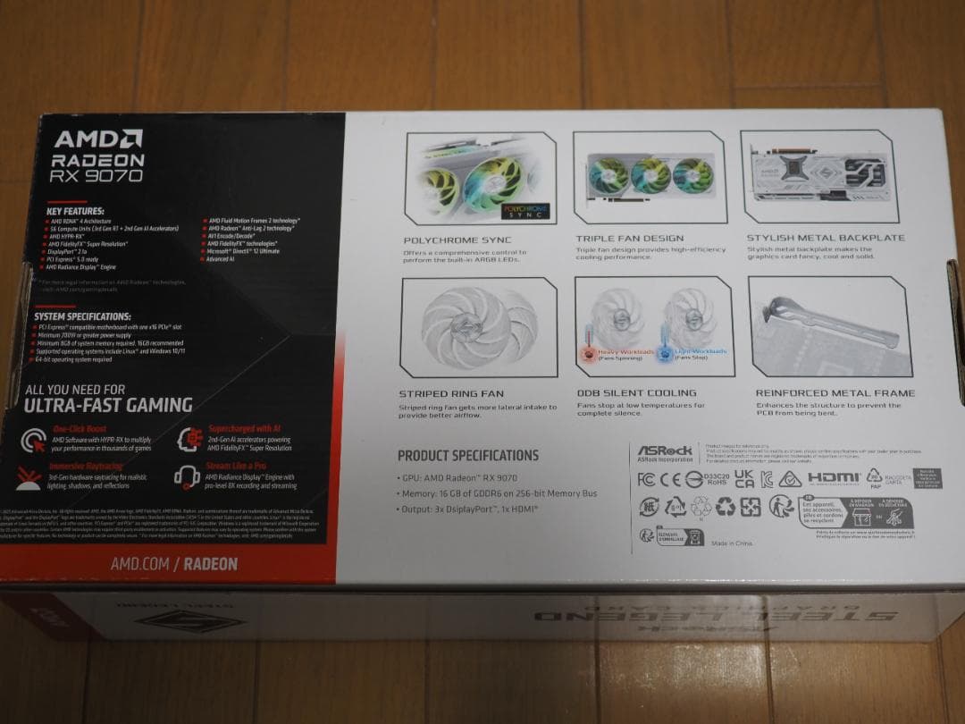 グラフィックボード・グラボ・ビデオカード ASRock STEEL LEGEND Radeon RX 9070 16GB