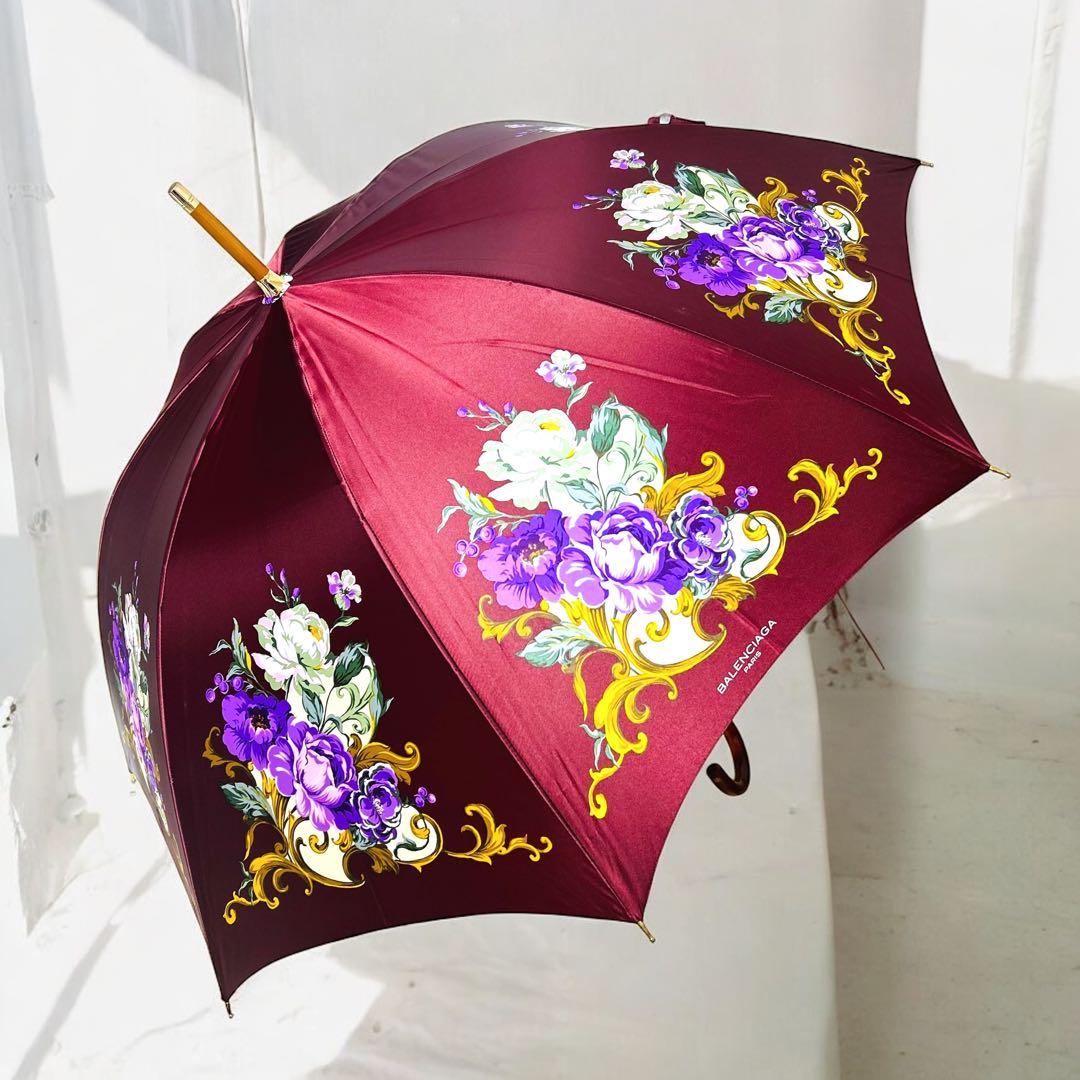 【極美品】【希少廃盤品】BALENCIAGA 高級花柄傘 日傘 正規品