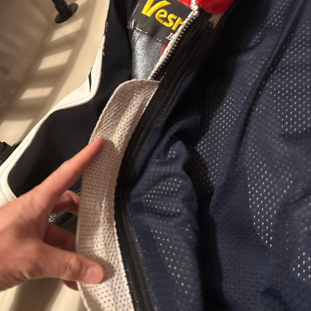 YONEZO 革ツナギ レーシングスーツ　黒/白/赤　MFJ公認　美品