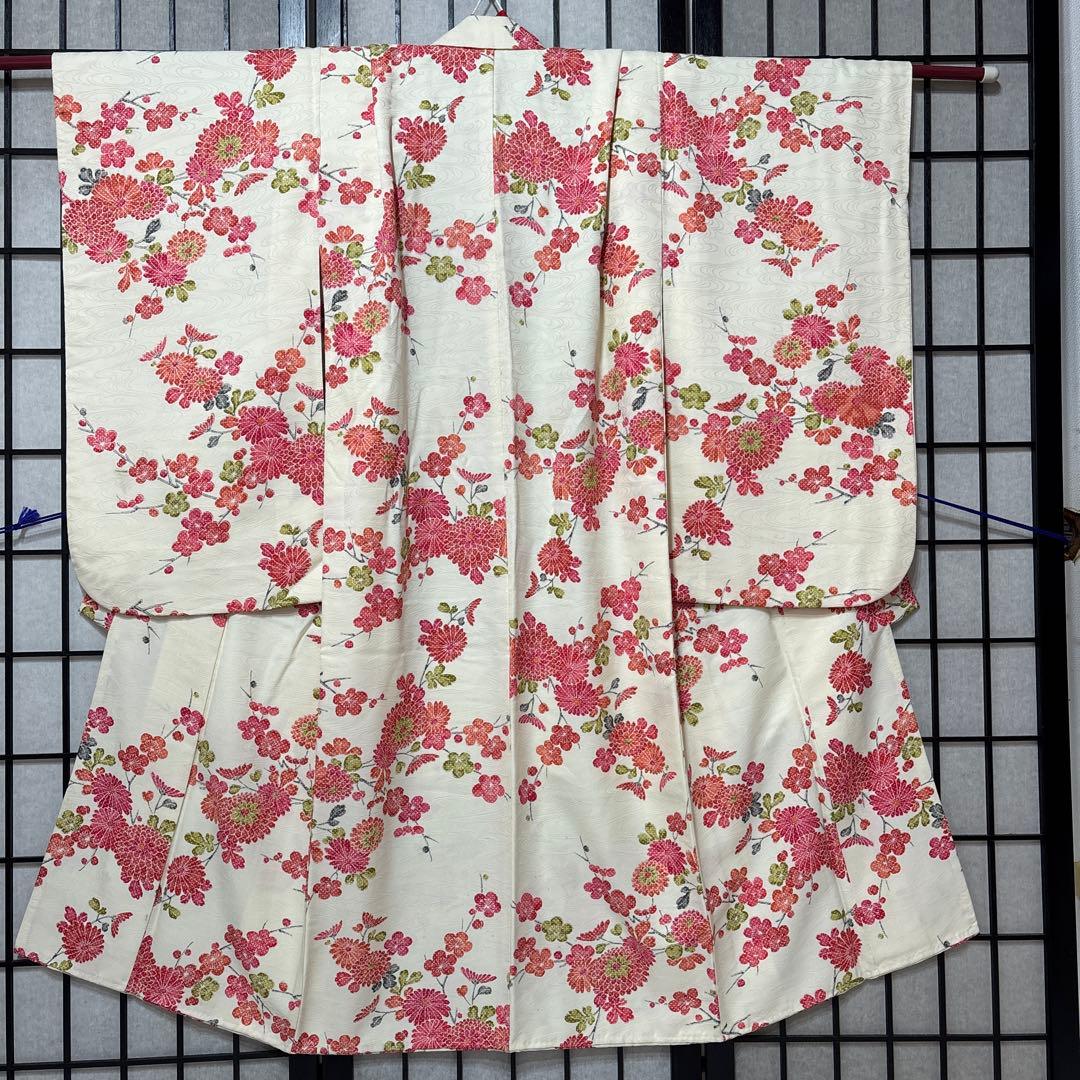 七五三　着物セット　7歳　正絹　パールホワイト　白色