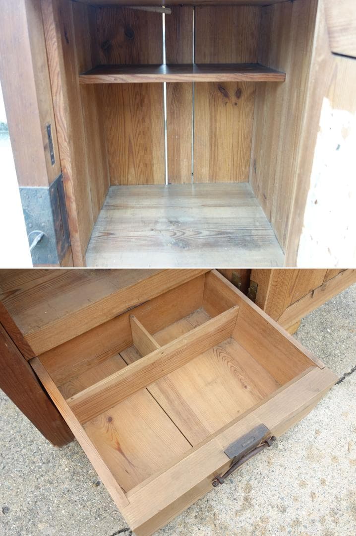 【中古】K▼木製 金庫 道具箱 古い家具 木箱 鍵付き (37554)