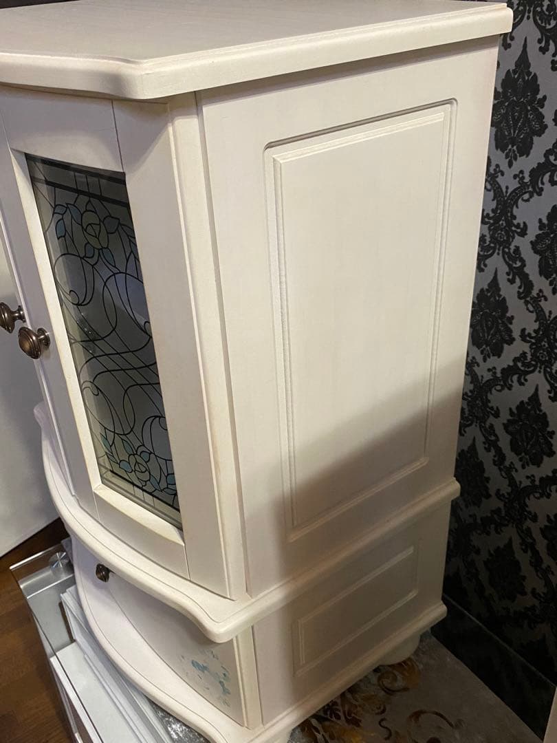希少 ステンドガラス♦️ロココ♦️アンティーク キャビネット♦️2個セット♦️送料込