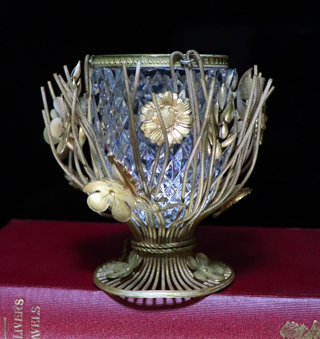 オールド・バカラ 博物館級 ブロンズ装飾 小物入れ ディアマン ビゾー 花瓶