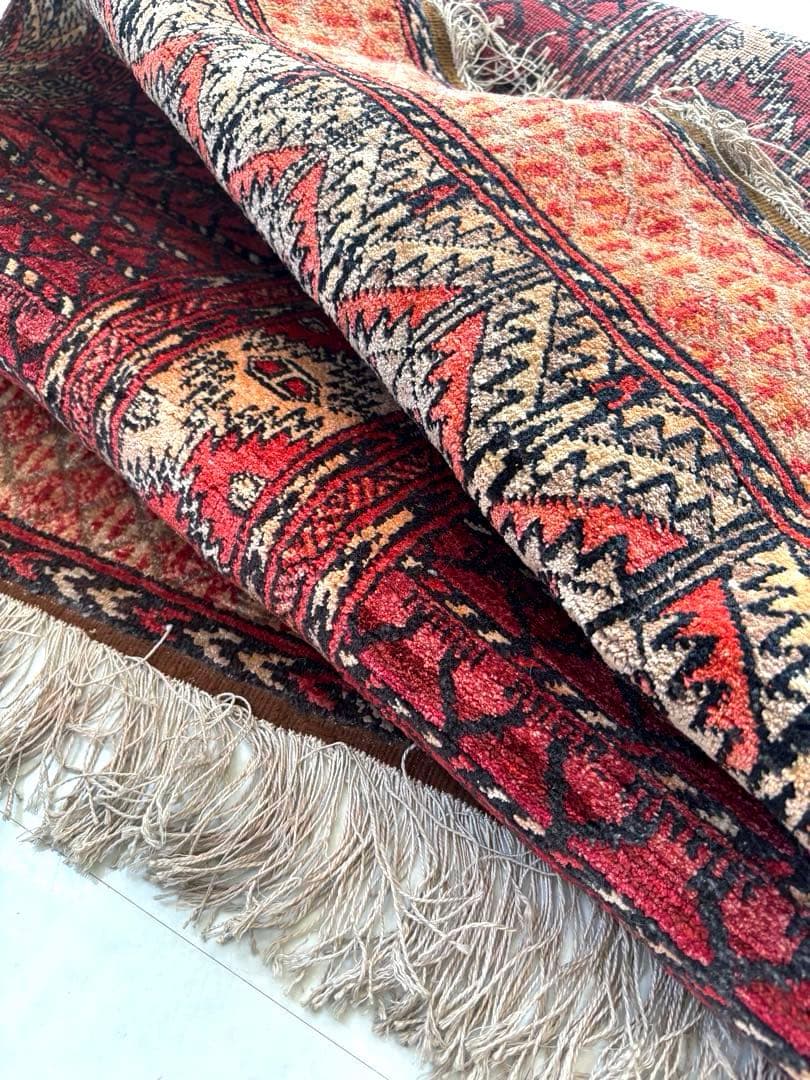 パキスタン絨毯　手織り　ペルシャ　トルクメン　アフガン　コットン　ヴィンテージ