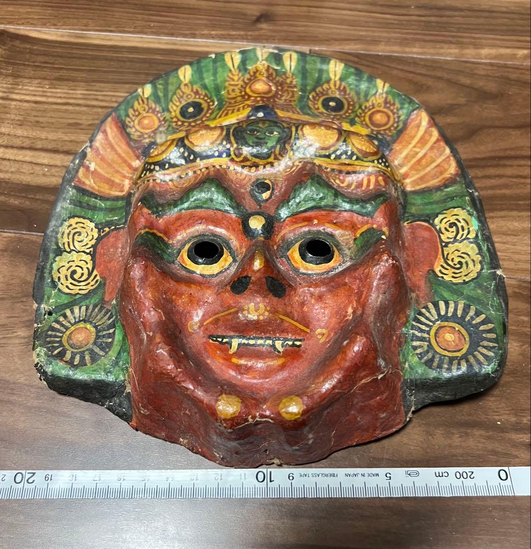 ネパール 民族仮面 ヴィンテージ風 お面 2点セット 壁掛け
