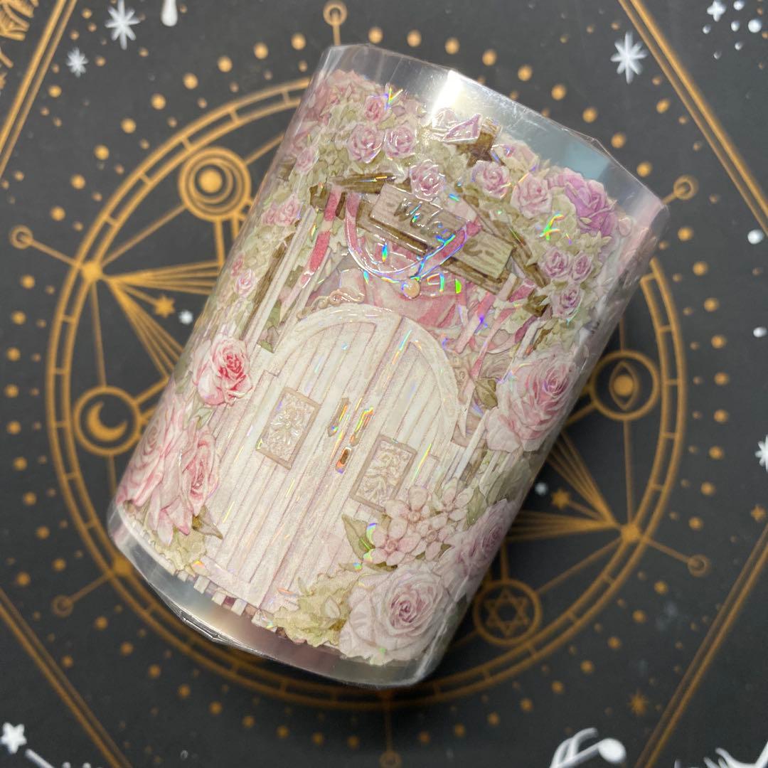 【Z】海外　10m巻　貝殻光/虹光マスキングテープ　お花系/装飾系/古風系