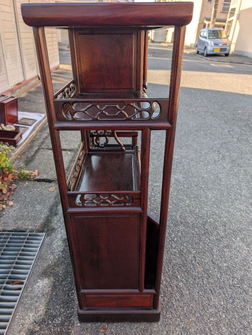 花梨製 茶箪笥 無垢材 飾り棚 和家具 唐木 引取可