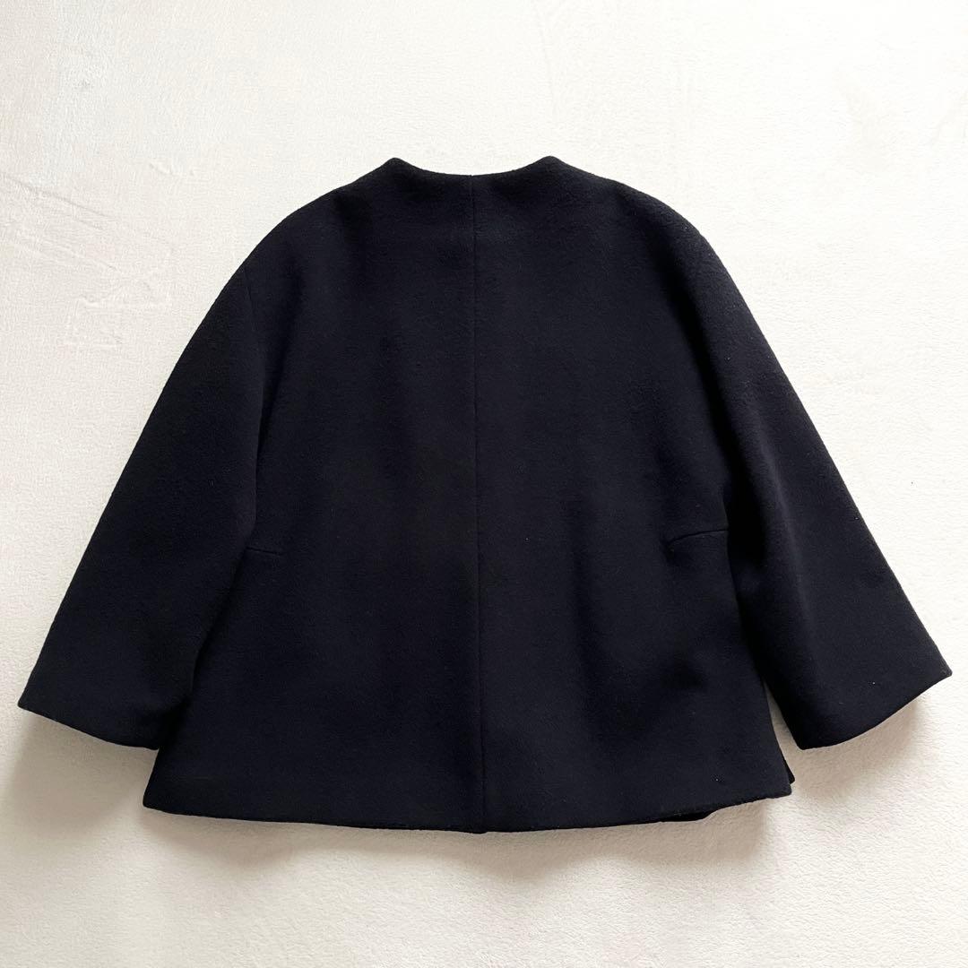 IENA イエナ　ノーカラービーバーショートコート M ネイビー