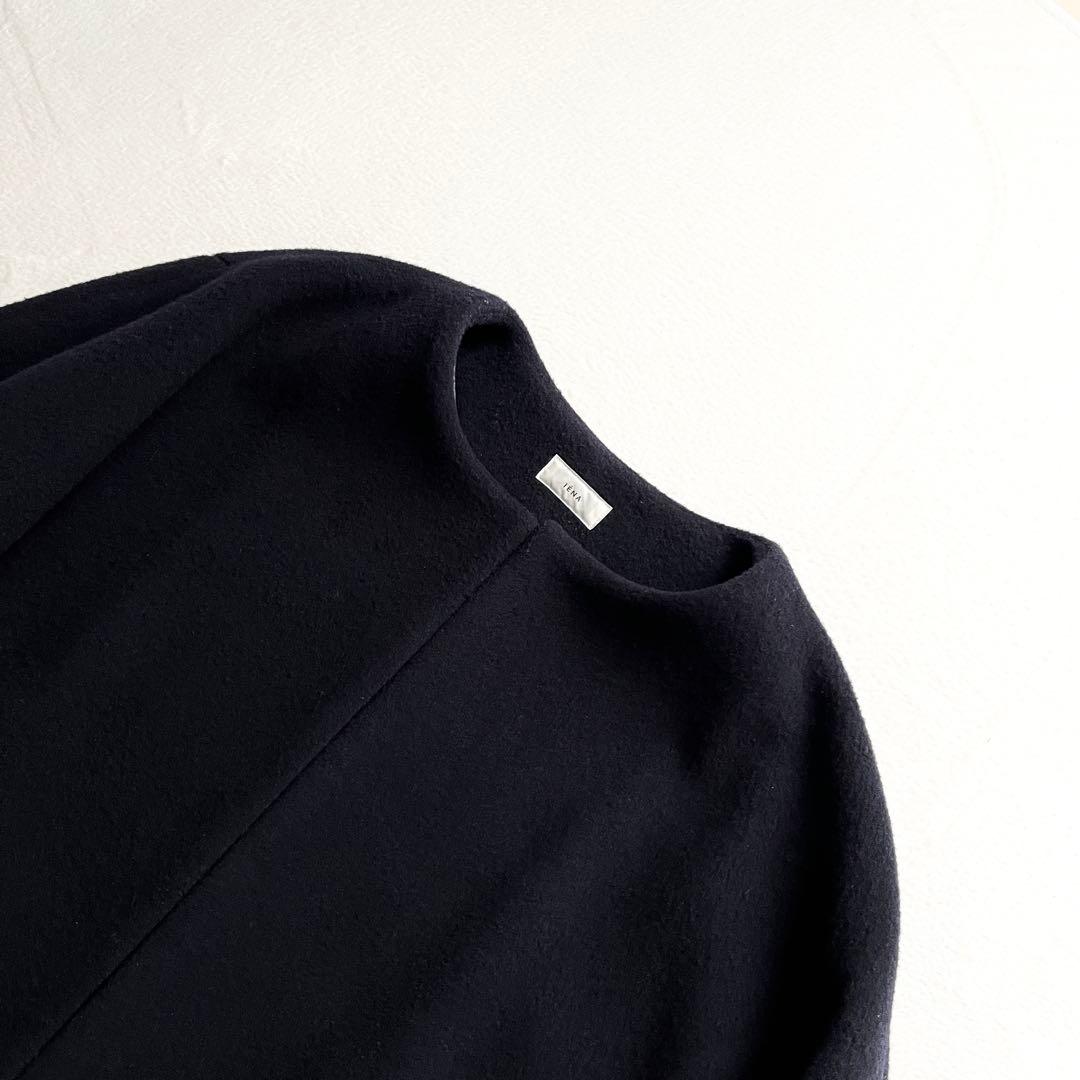 IENA イエナ　ノーカラービーバーショートコート M ネイビー