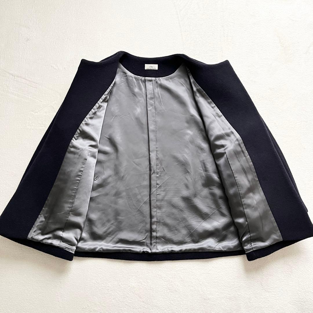 IENA イエナ　ノーカラービーバーショートコート M ネイビー
