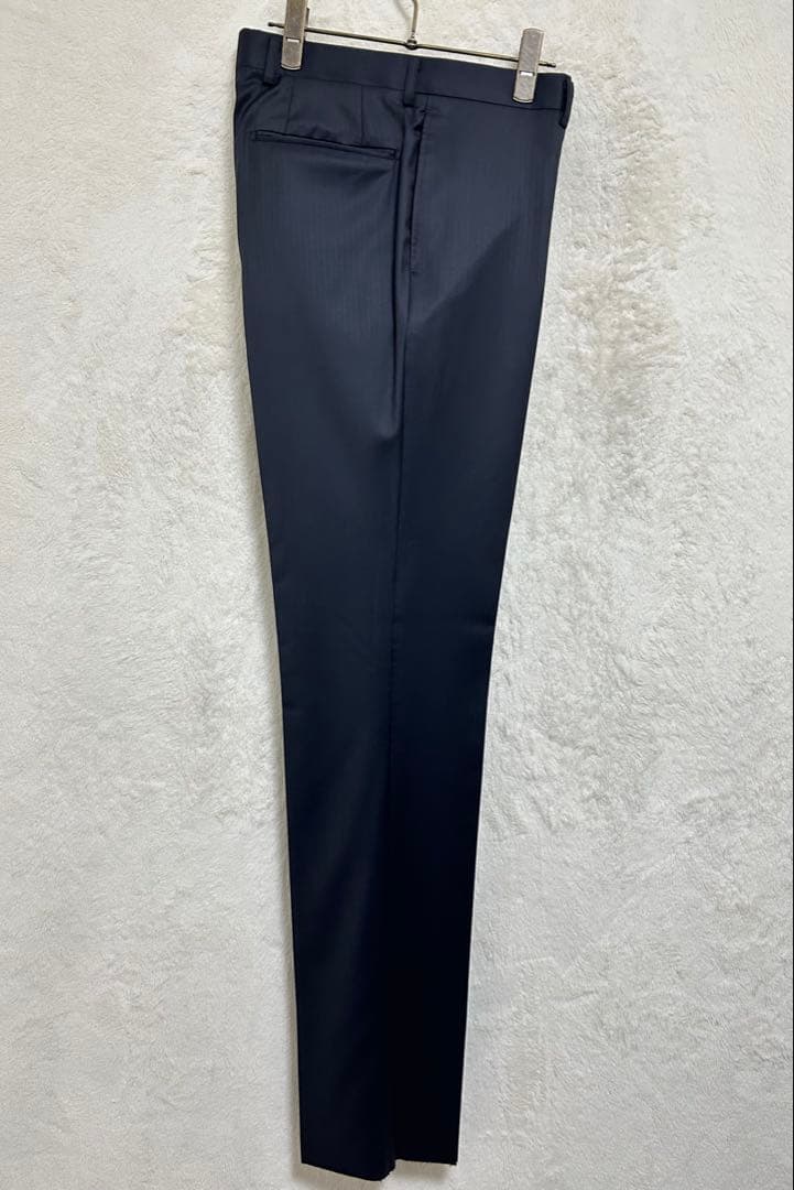 【新品】ロロピアーナ生地 メンズ スーツ AB6 LL 濃紺 シャドーヘリンボン