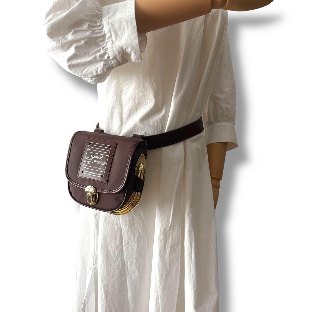 【美品・希少】ピエログイディ リナボールド 小型 ウエストバッグ ブラウン