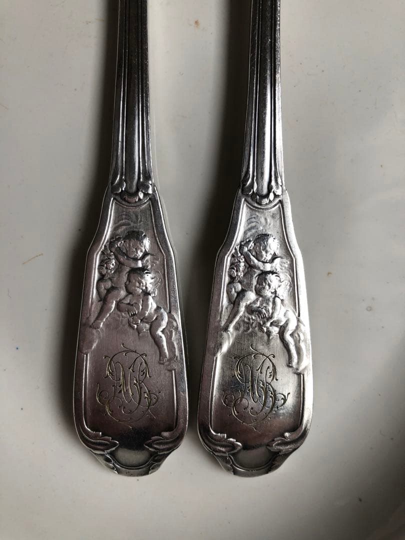レア　天使のカトラリー　シルバープレート　フランス　アンティーク　刻印あり