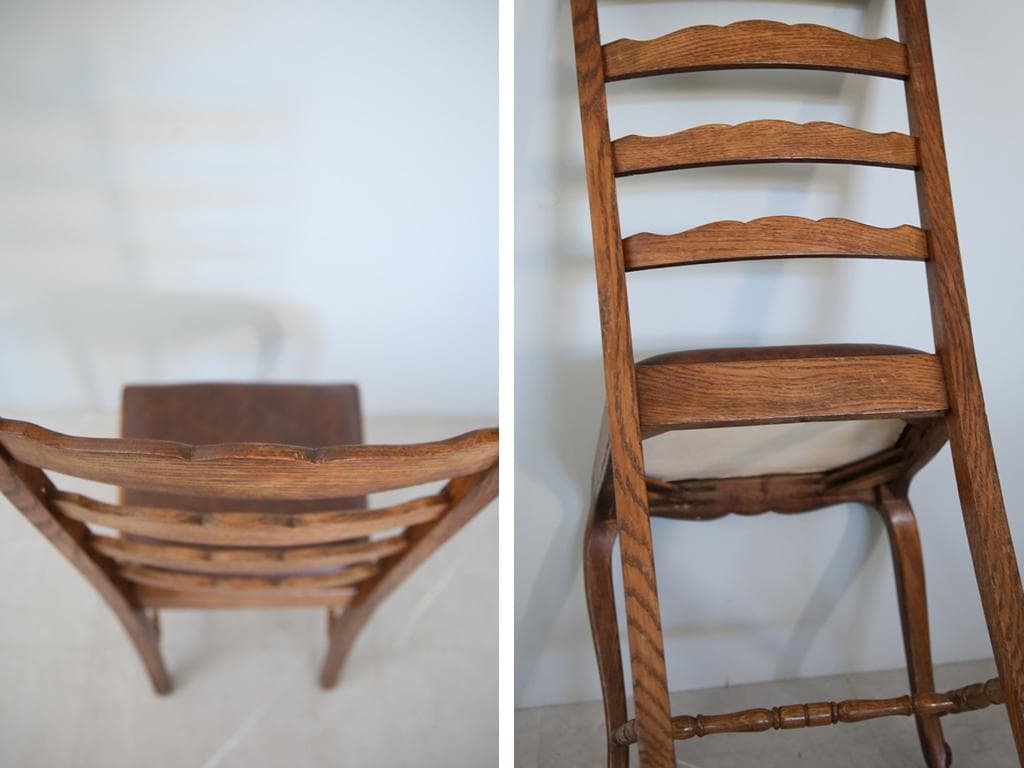 フランスアンティーク猫脚サロンチェア/木製ダイニングイス椅子(90-72-2)