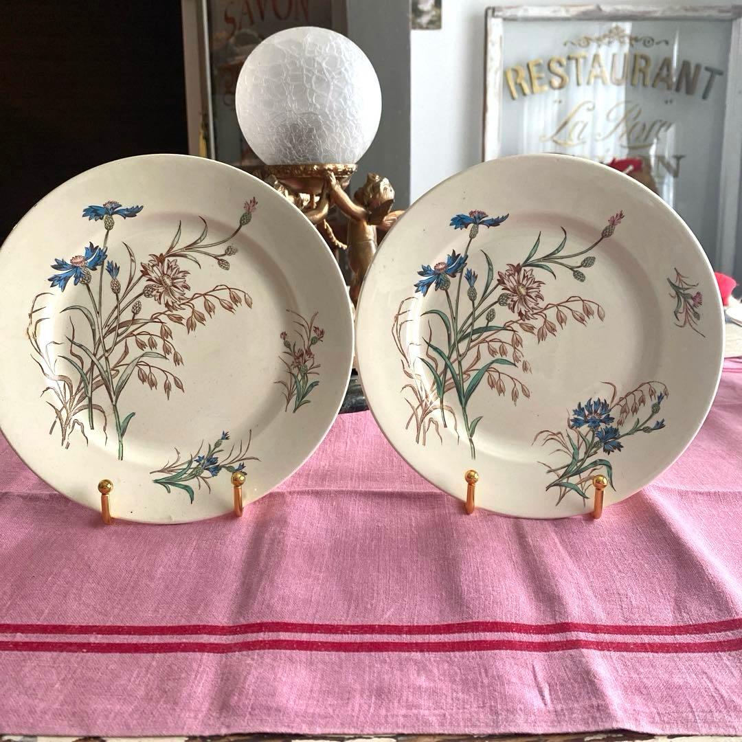 フランスアンティーク　LunevilleリュネヴィルBLEUET　矢車菊皿【C】