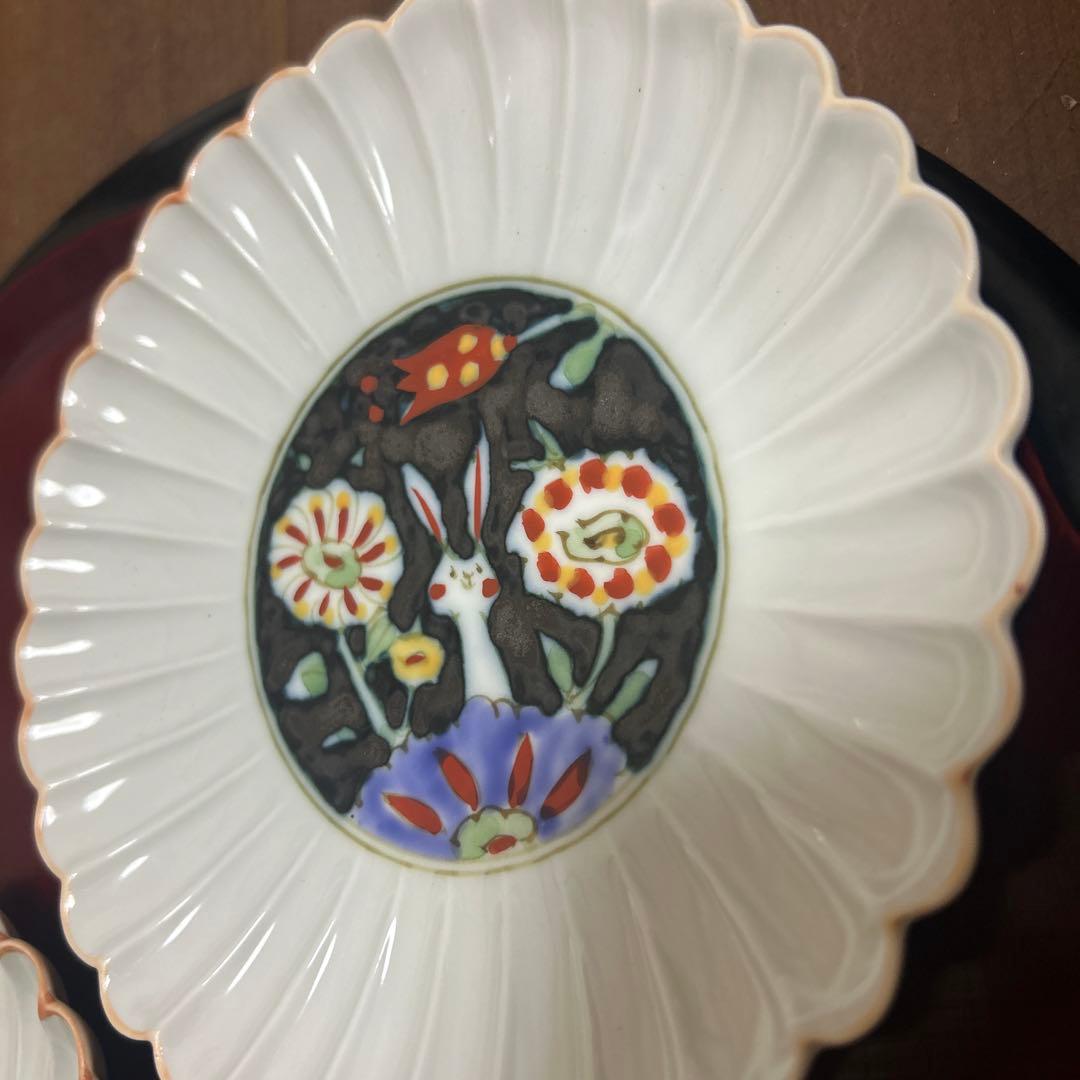 作家　陶芸作家　空萌工房 うさぎ 田口紀美子　菊割皿　2枚セット