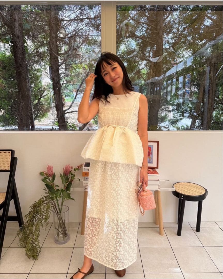 一度着用【rosymonster】 flora veil camisole 白