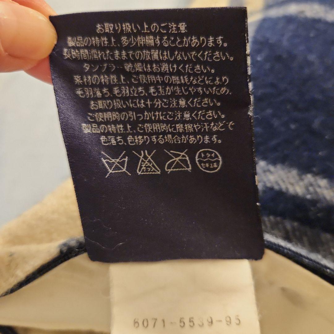 ラルフローレン　チェック柄クッションカバー ネイビー