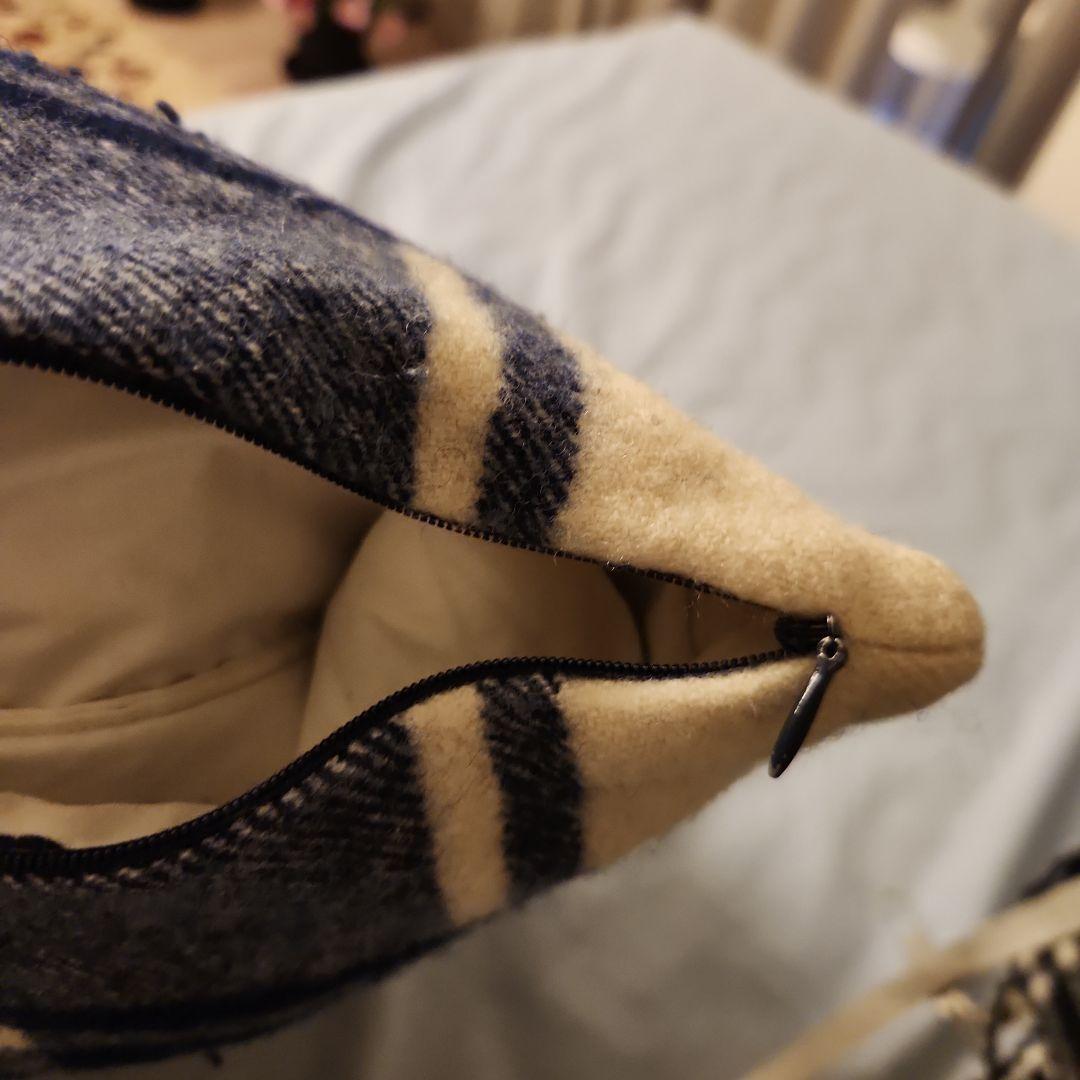 ラルフローレン　チェック柄クッションカバー ネイビー