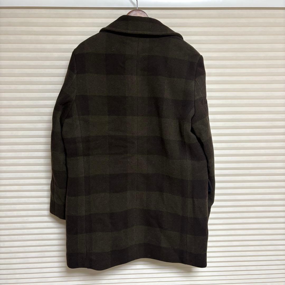 BANANA REPUBLIC バッファローチェック柄プレイドピーコート L