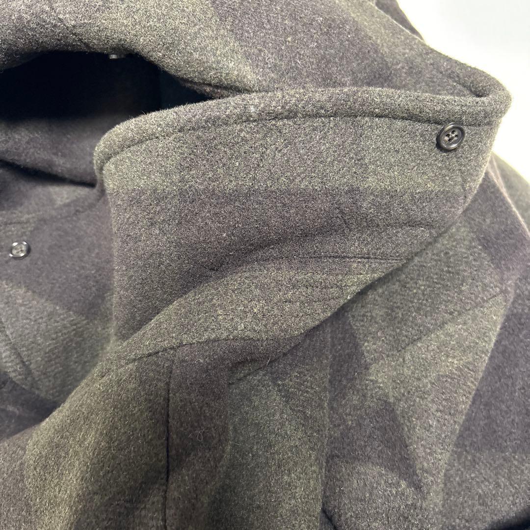 BANANA REPUBLIC バッファローチェック柄プレイドピーコート L