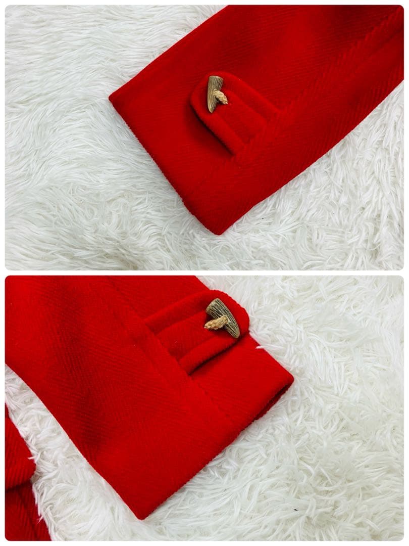 【希少カラー】　AVON HOUSE ダッフルコート　ロング丈　ヘリンボーン　赤