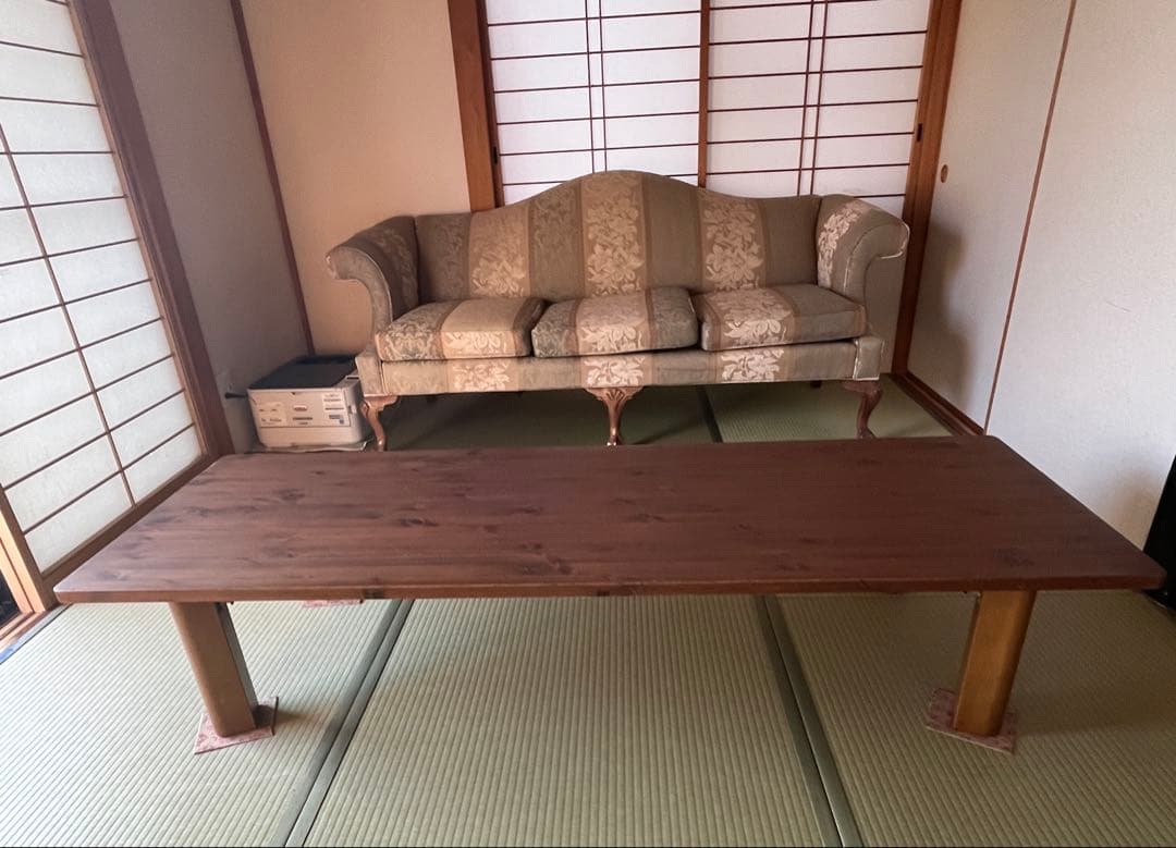 折りたたみ足　木製ローテーブル　こたつ用天板付