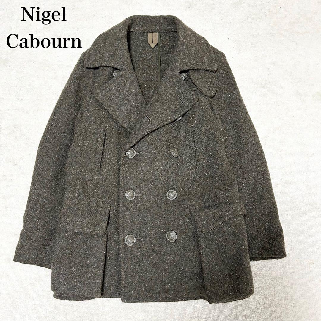 美品　ナイジェルケーボン　ウールピーコート　カーキ　Pコート　メタルボタン