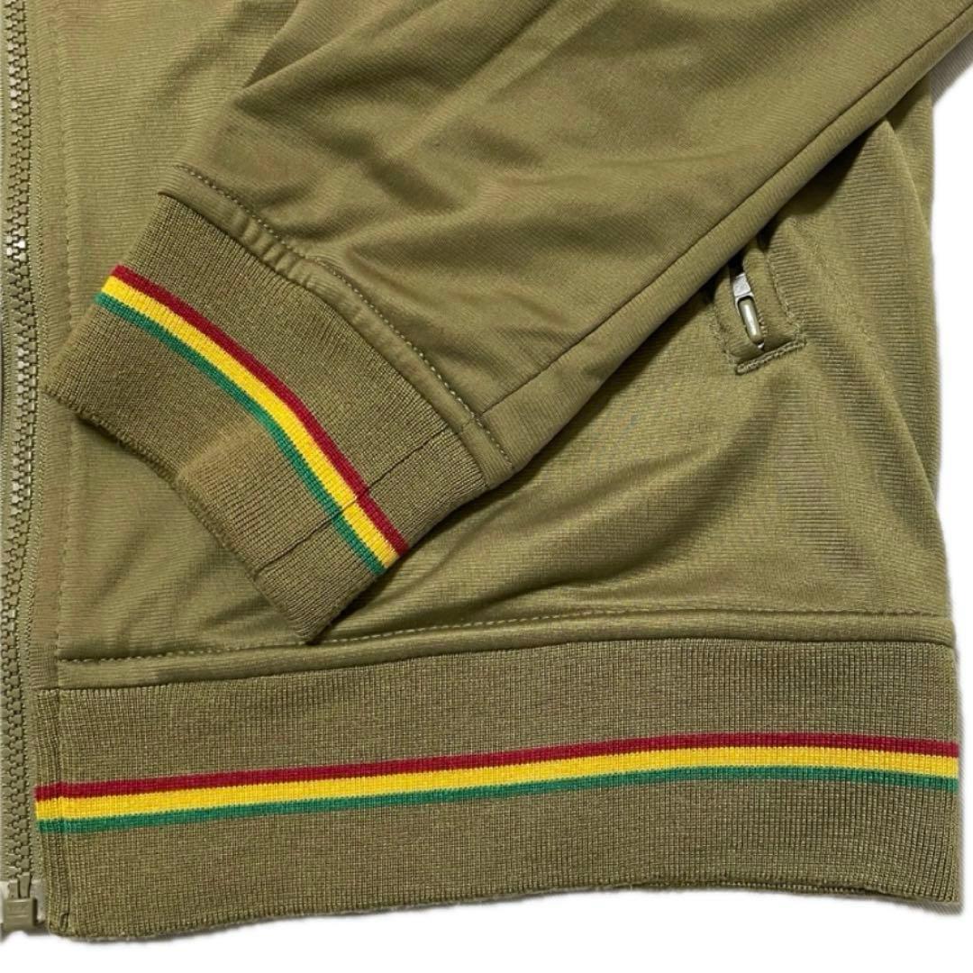 ステューシー トラックジャケット ラスタカラー 刺繍ロゴ ジャージ カーキ系 M