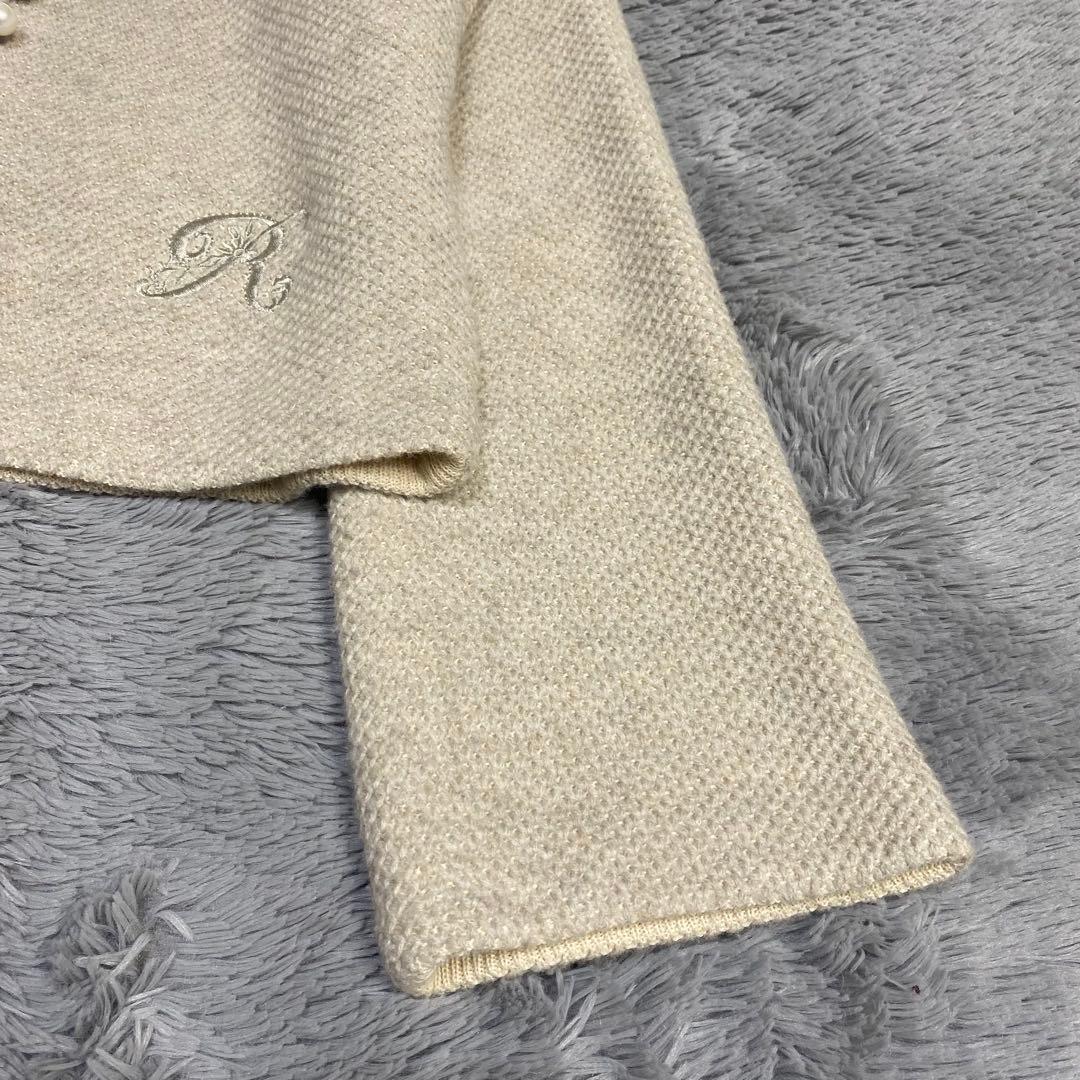 Rene♡ ルネ ロゴパールジップ ロゴ刺繍 ウールパーカー ベージュ 34