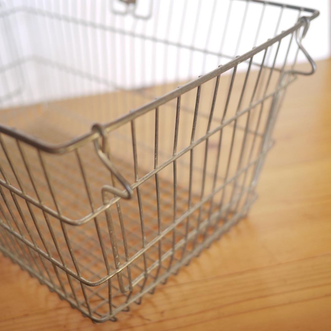 ドイツ ワイヤバスケット 2P　ショッピングかご ドイツヴィンテージ
