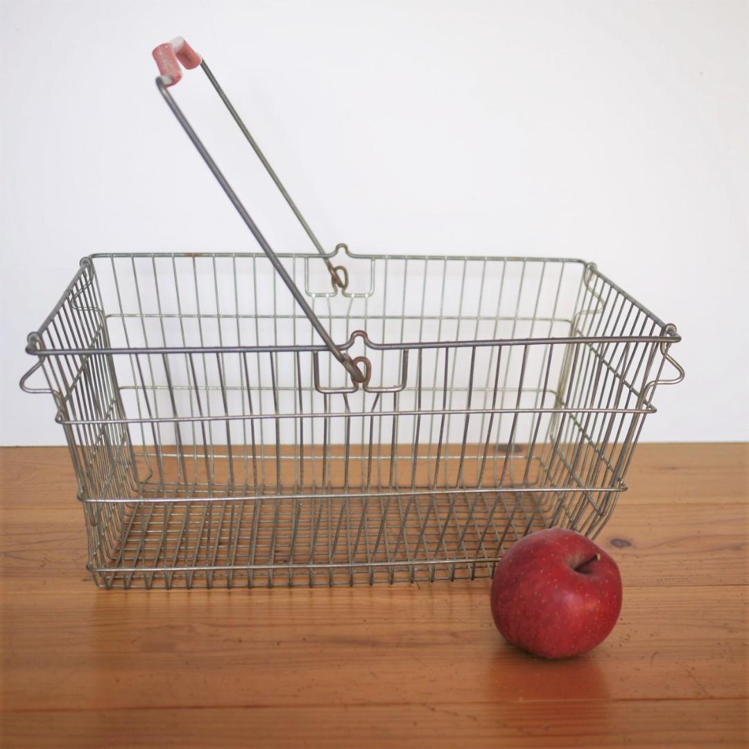 ドイツ ワイヤバスケット 2P　ショッピングかご ドイツヴィンテージ