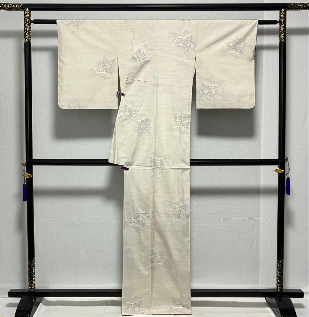 専用 D90 本場白大島紬 花模様 正絹 着物 袷 しつけ糸付き未使用極美品